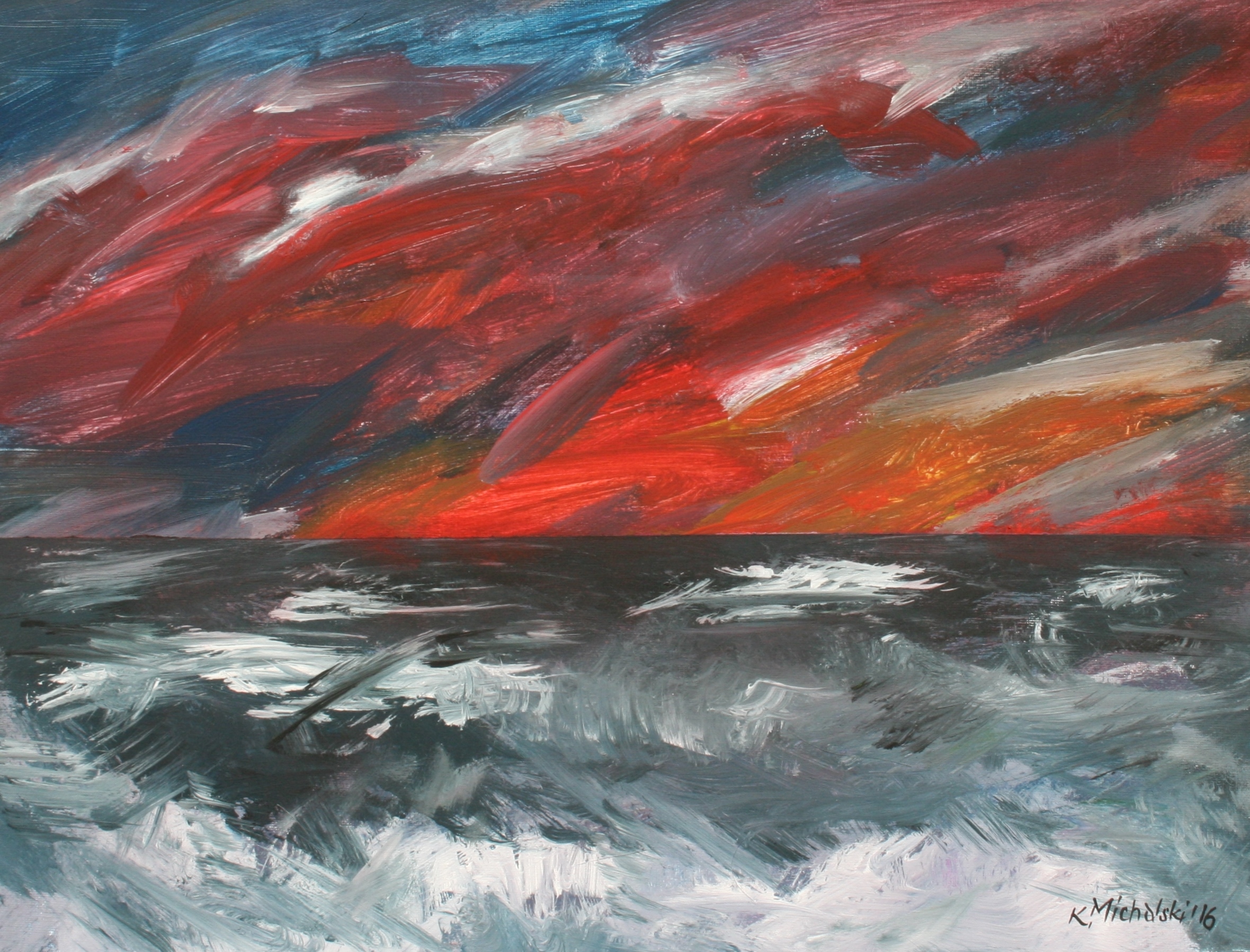 Unwetter am Meer, 2016, 40 x 50, Acryl auf Leinwand