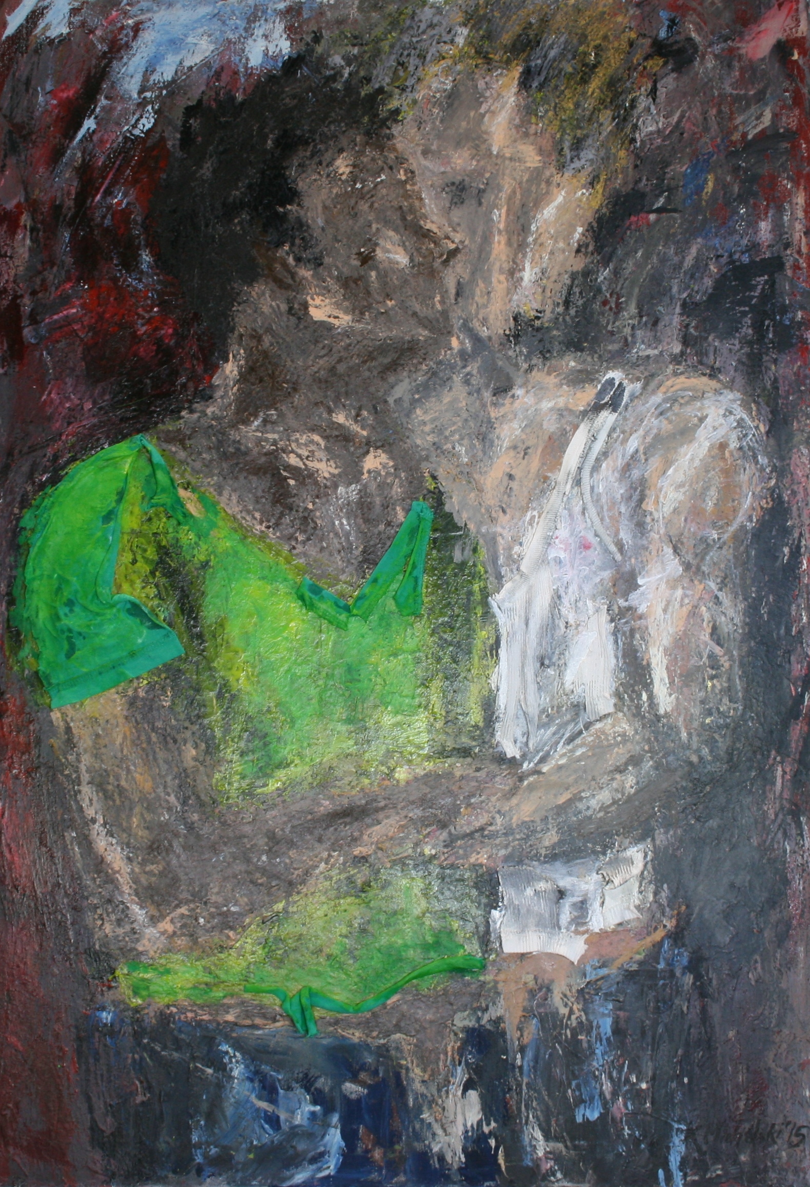 Das Paar, 2015, 100 x 70, Acryl und Stoff auf Leinwand