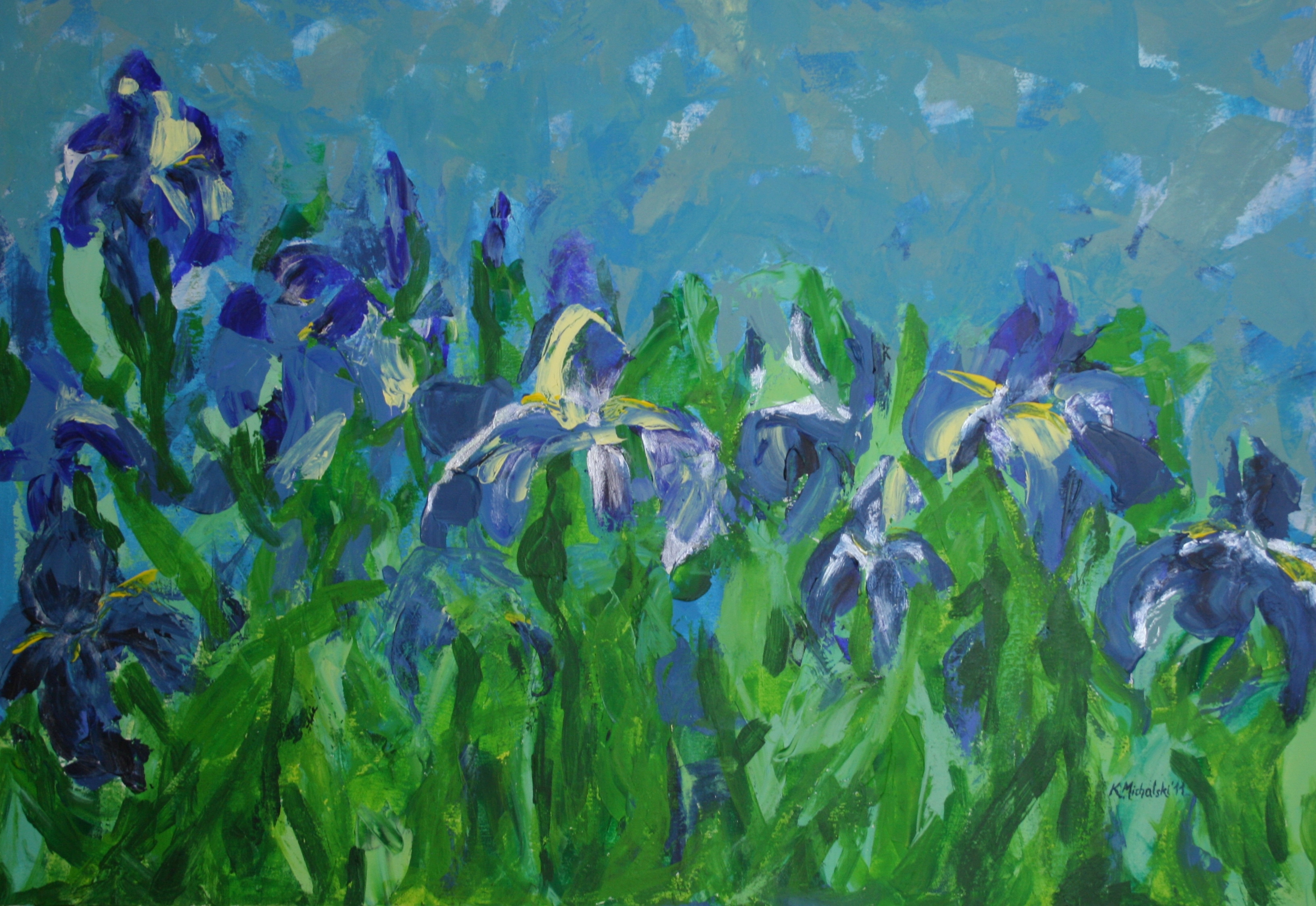 Iris blau, 2011, 70 x 100, Acryl auf Leinwand